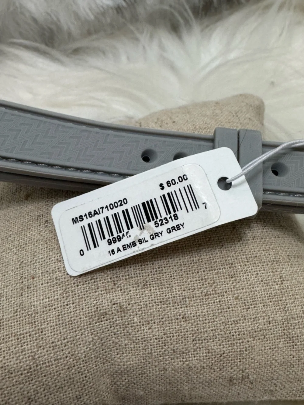 NEW wTags Michele 16MM Silicone Watch Band in Silver Grey